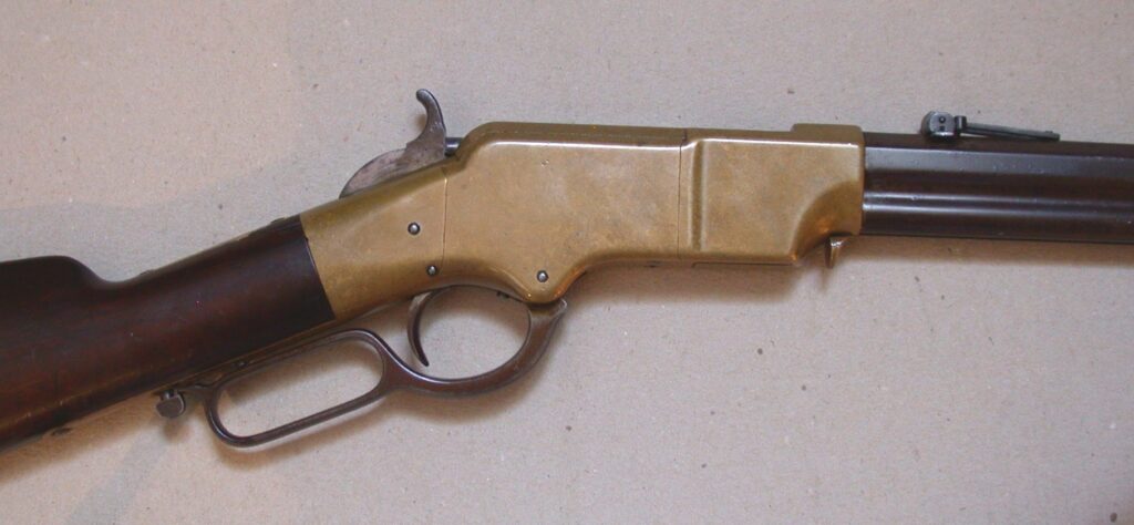 Brass receiver of an original 1860 Henry lever-action rifle