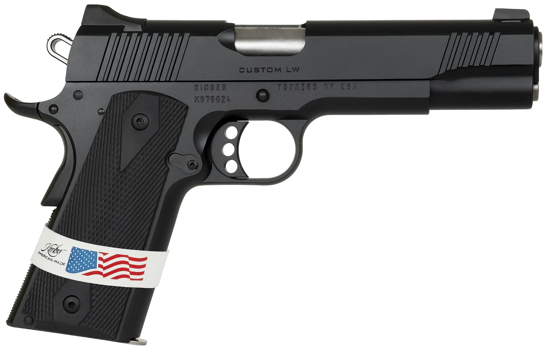 Kimber Custom LW .45 ACP right side profile showing the CUSTOM LW slide marking
