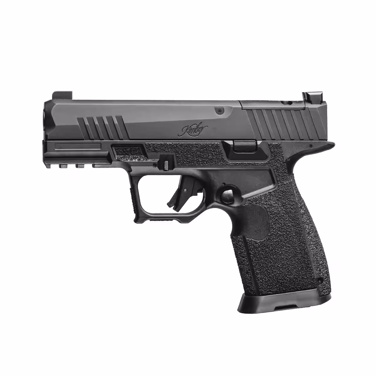 Left side of the Kimber R7 Mako Carbon Compact with its longer 3.92 inch slide, carbon infused frame and extended magazine, Kimber photo
