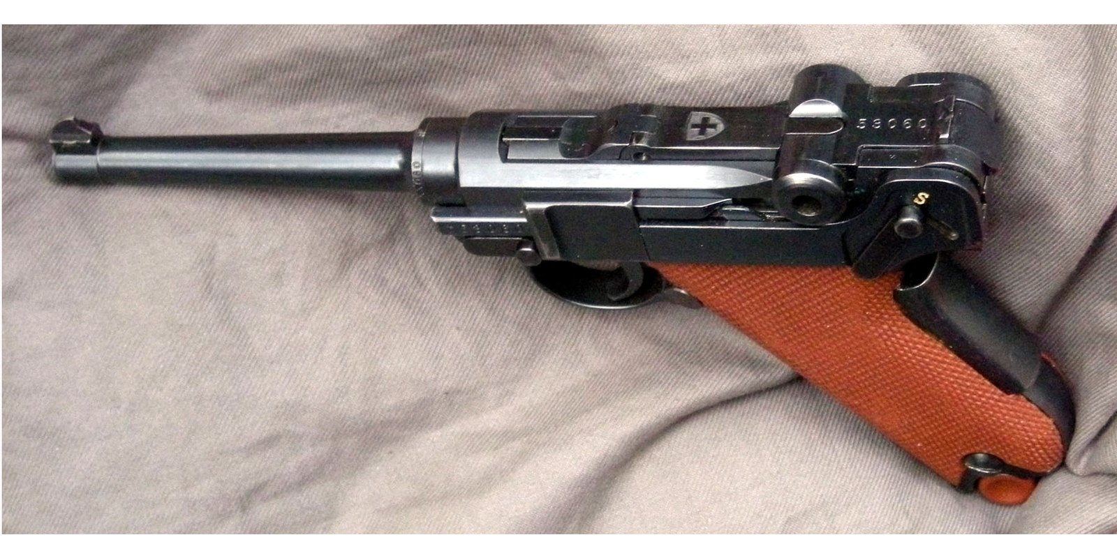 Swiss Model 06/29 Luger pistol with the Swiss cross on the receiver