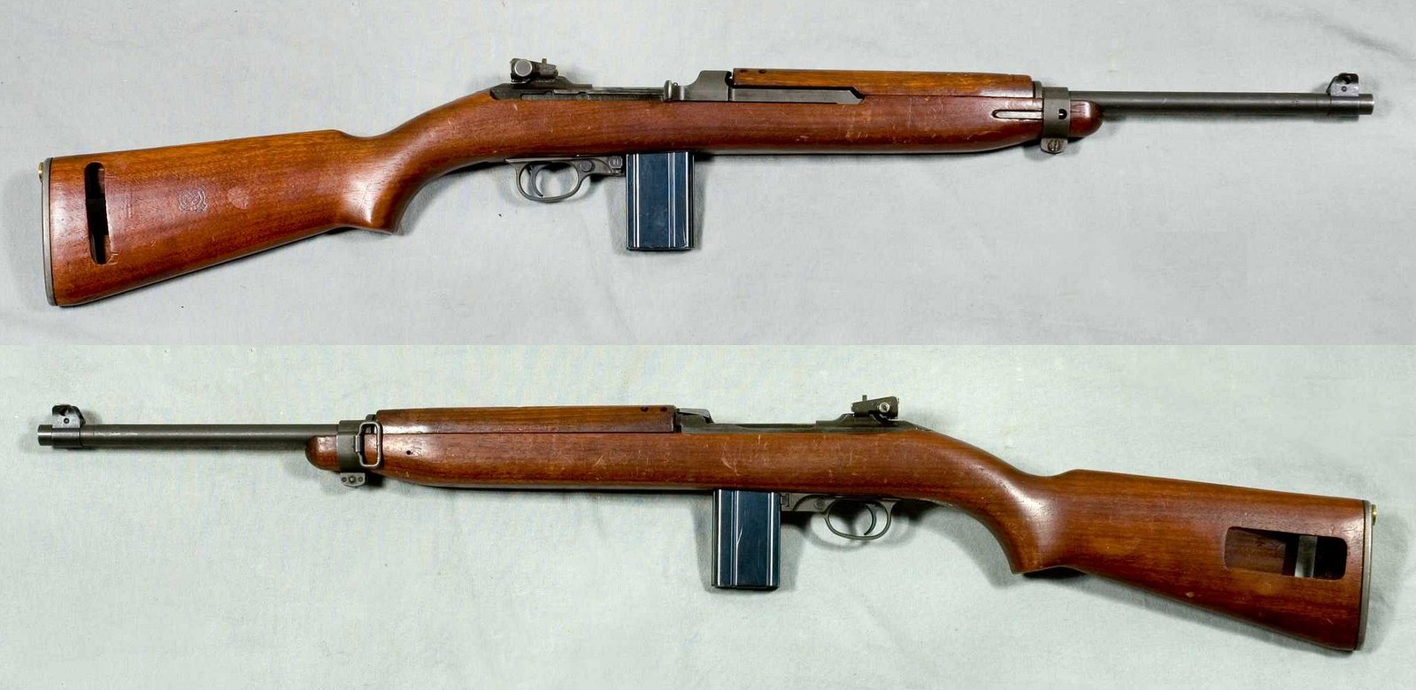 US M1 Carbine military surplus rifle, both sides, Swedish Army Museum