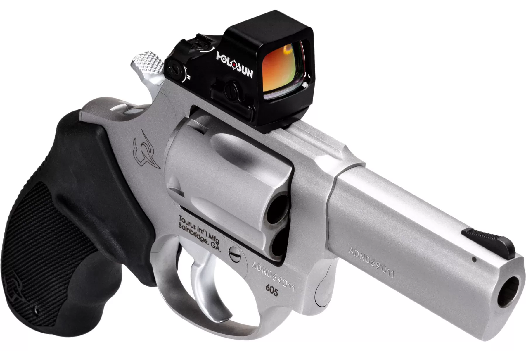Taurus 605 T.O.R.O. .357 Magnum revolver with a Holosun red dot mounted on the optic plate