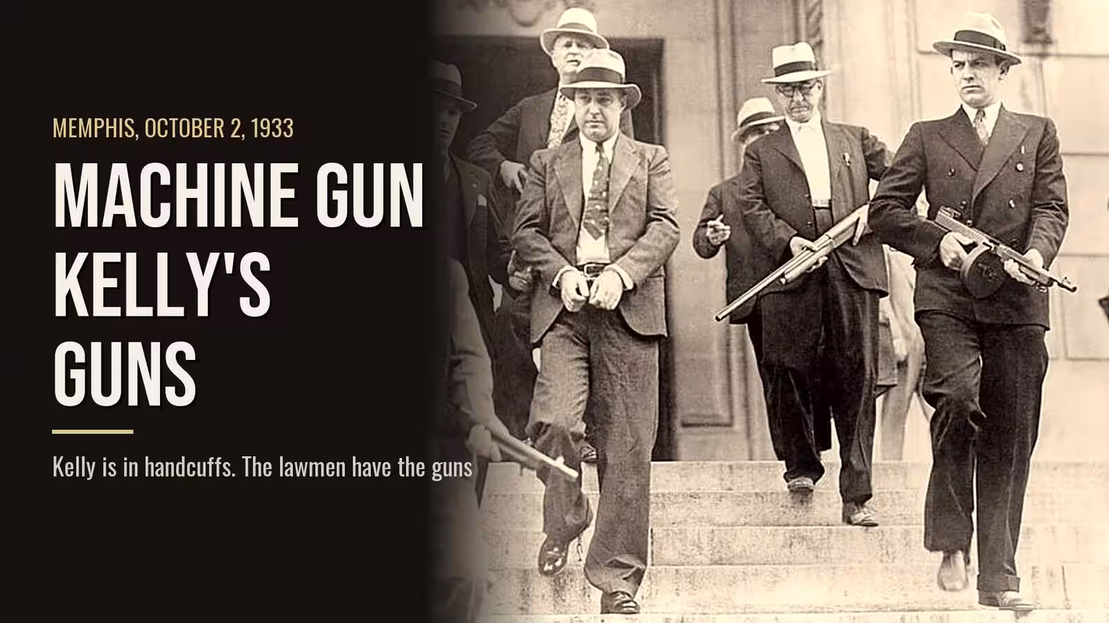 Machine Gun Kelly gangster George Kelly Barnes in handcuffs, led from the Shelby County Jail in Memphis in 1933
