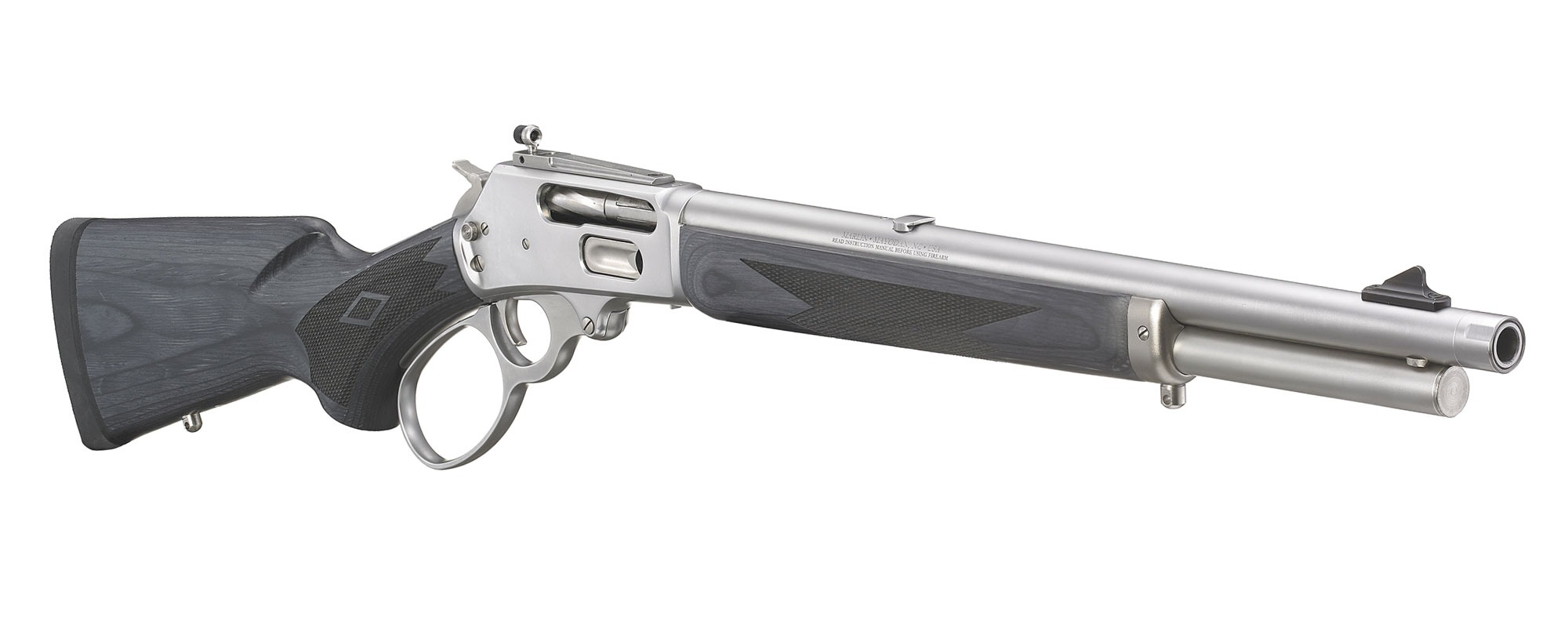 Marlin 1895 Trapper lever-action rifle in .45-70 Government, stainless with black laminate stock