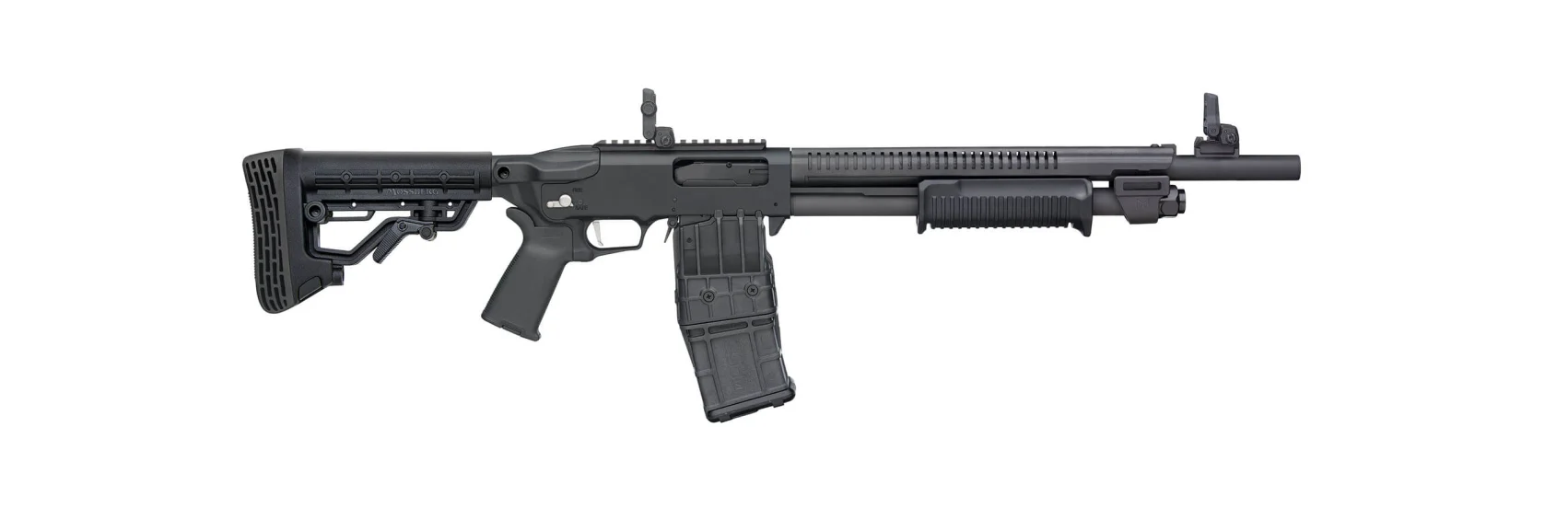 Mossberg 590RM Mag-Fed 50213 12 gauge pump shotgun with 10 round detachable magazine, Mossberg studio photo