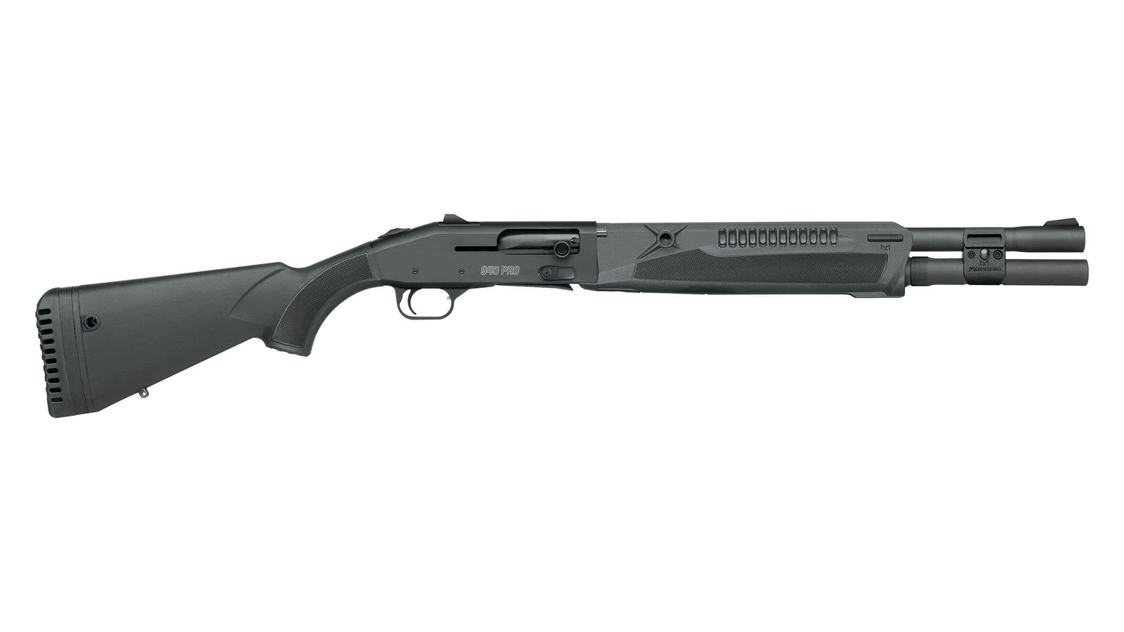 Mossberg 940 Pro Tactical SPX 12 gauge semi-automatic shotgun with black synthetic stock and extended magazine tube