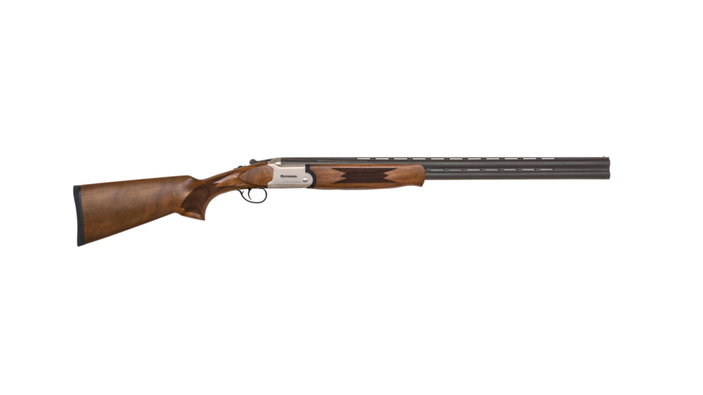 Mossberg Silver Reserve 16 gauge over under shotgun with satin silver receiver and matte blued barrels