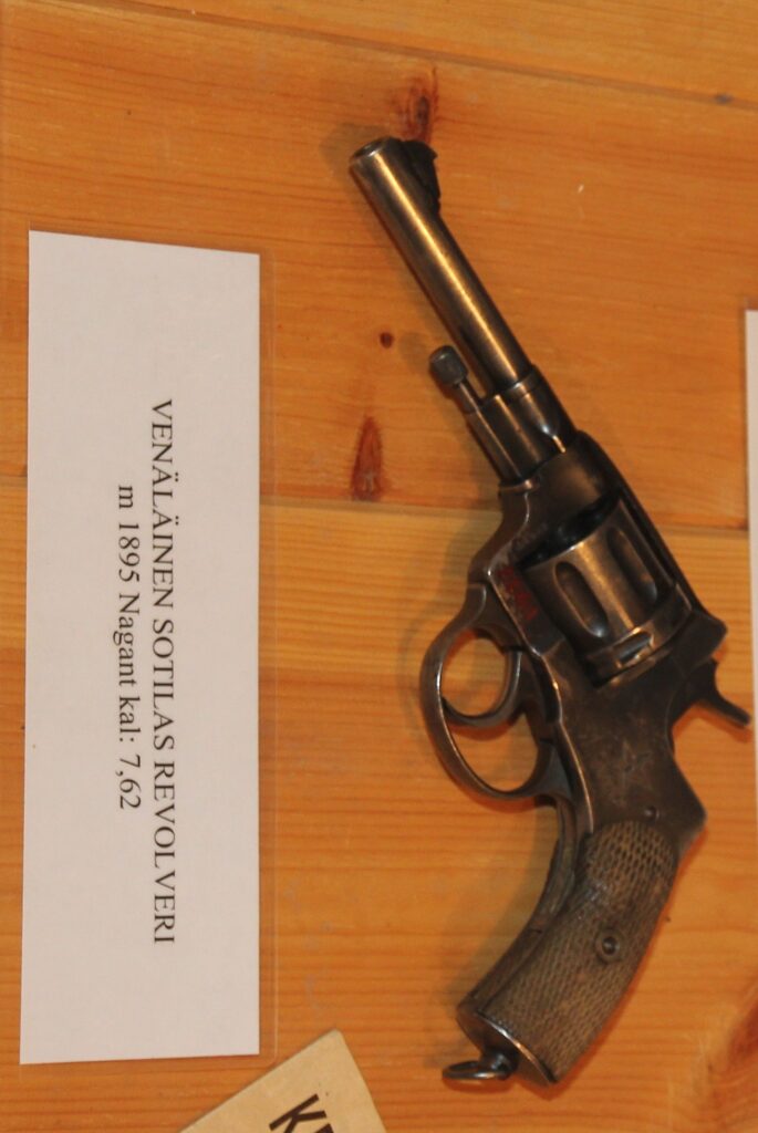 Russian Nagant M1895 revolver on museum display