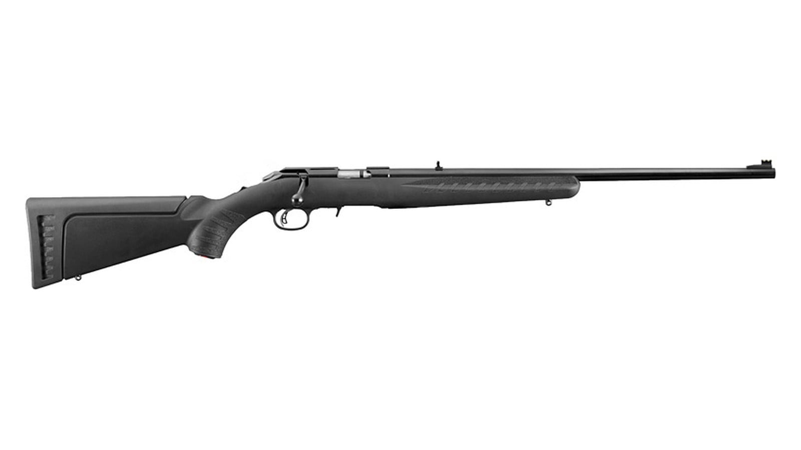 Ruger American Rimfire bolt-action .22 WMR rifle with black synthetic stock and fiber-optic front sight