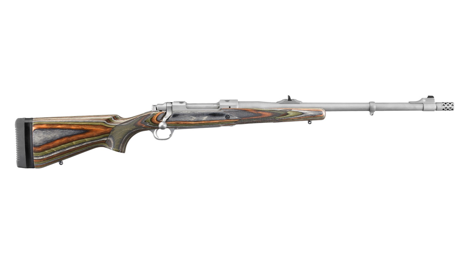 Ruger Hawkeye Guide Gun .375 Ruger bolt-action rifle with green mountain laminate stock and muzzle brake