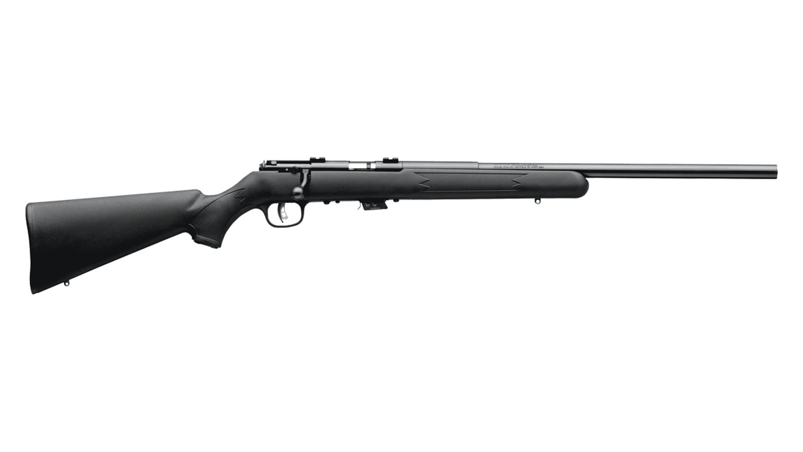 Savage Mark II FV bolt-action .22 LR rifle with black synthetic stock and 21-inch barrel