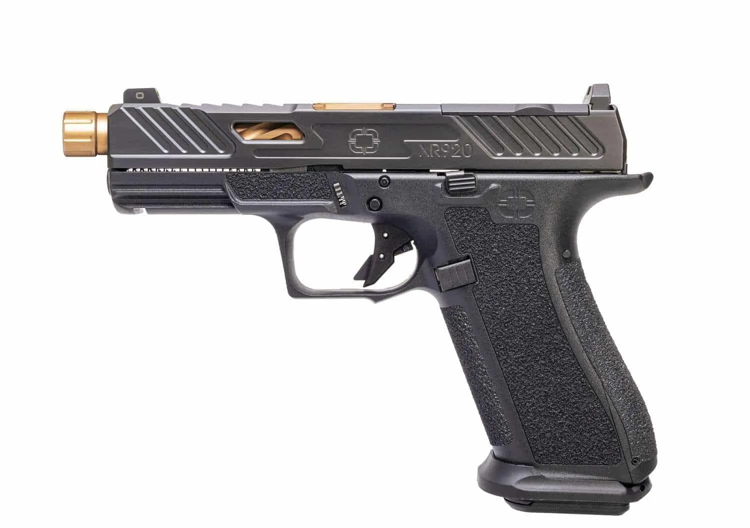 Shadow Systems XR920 Elite with a threaded bronze barrel and window-cut slide, left side, Shadow Systems photo