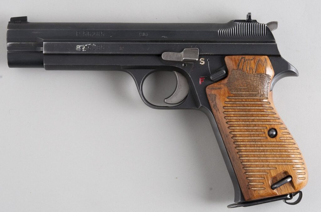 Swiss SIG P210 9mm pistol from the early 1960s, left side