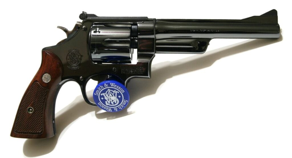 Smith & Wesson pre-Model 27 .357 Magnum revolver with a six-inch barrel