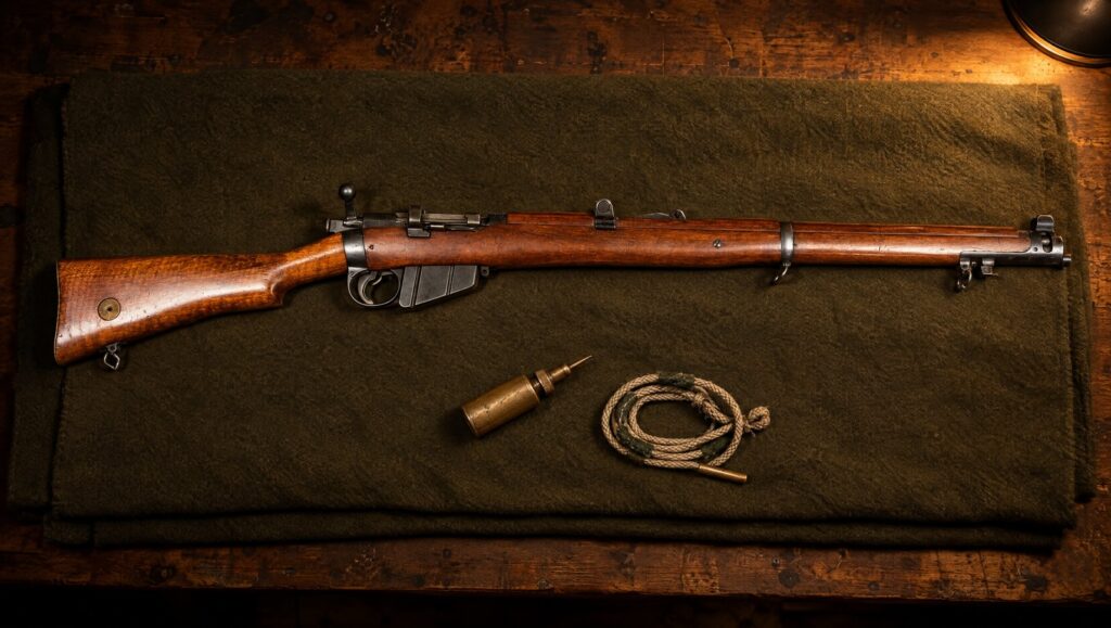Lee-Enfield SMLE No. 1 Mk III rifle on a wool blanket