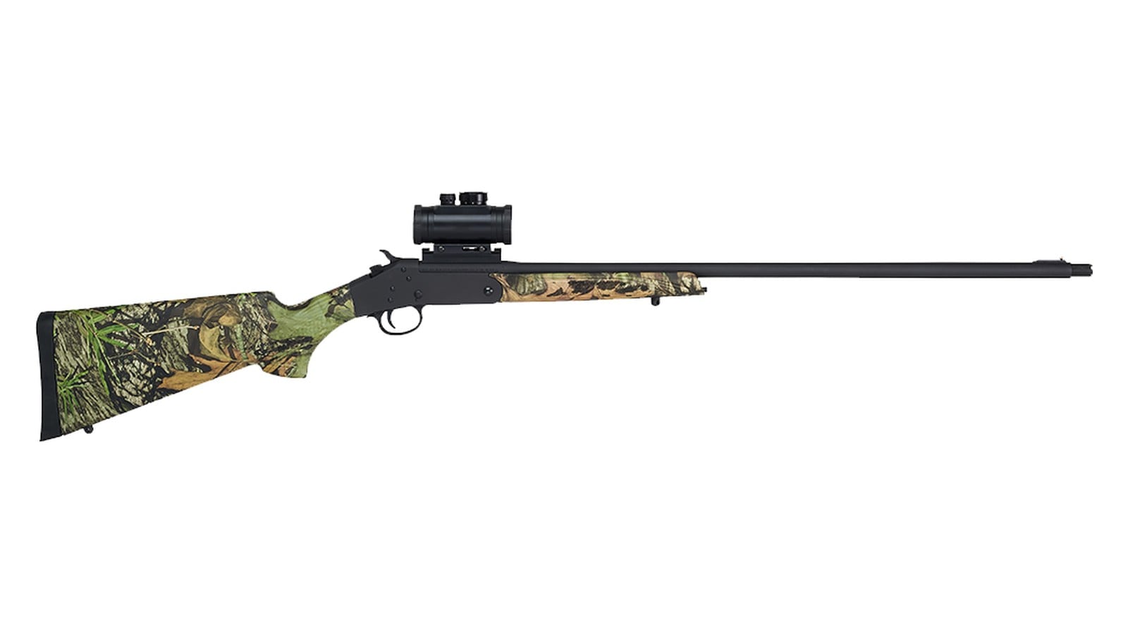 Stevens 301 Turkey XP .410 single-shot shotgun in Mossy Oak Obsession with a mounted red dot