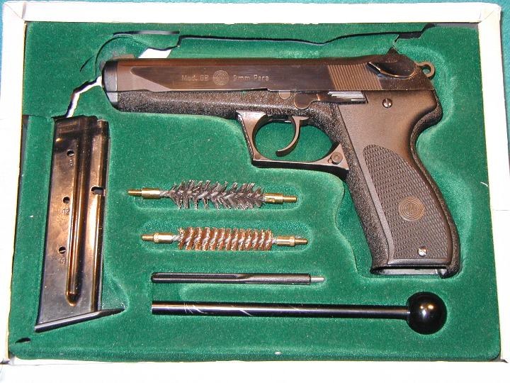 Steyr GB 9mm pistol in its factory case with magazine and cleaning tools