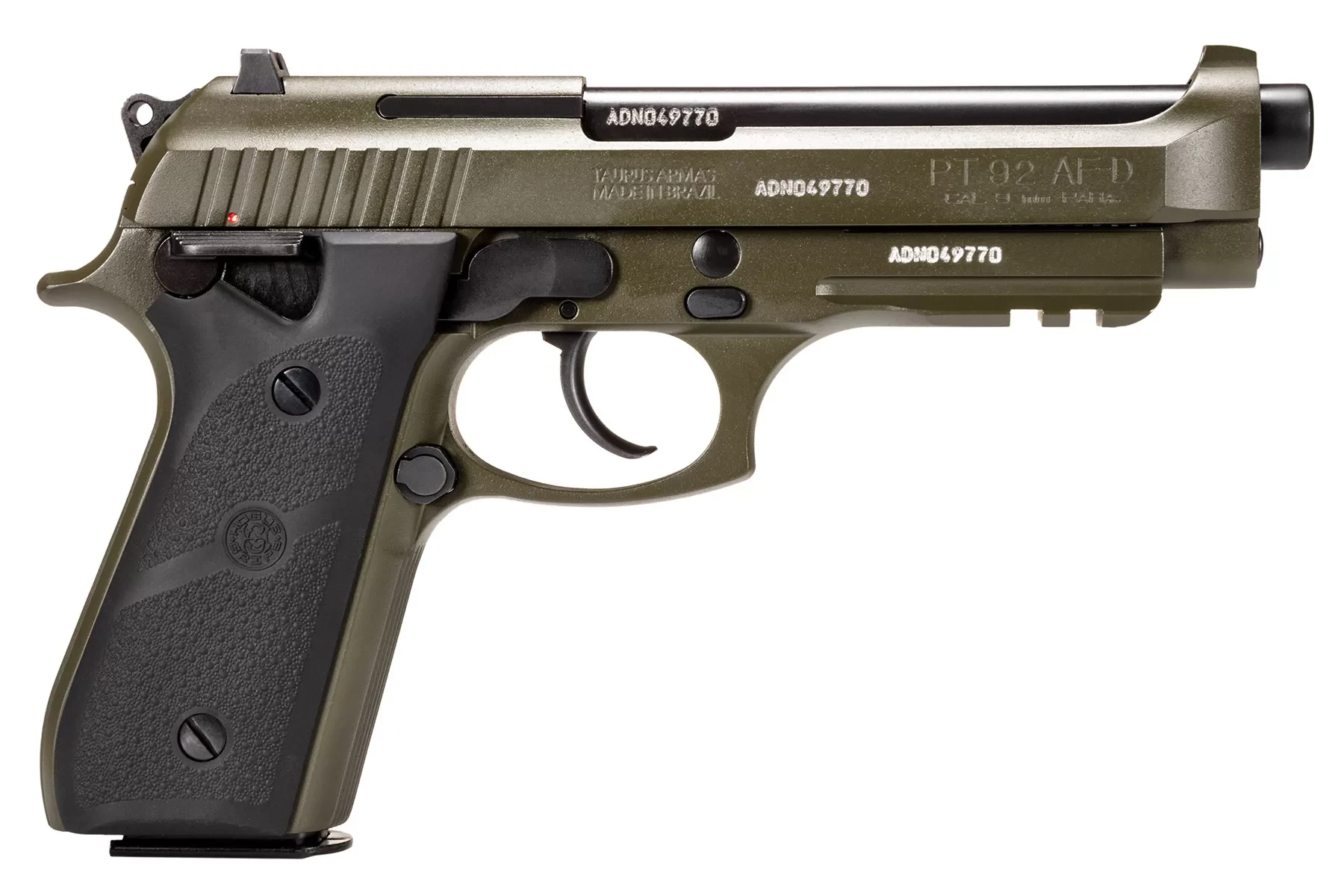 Taurus 92 in Cerakote OD Green, item 1-92015T-H, right side showing the PT 92 AF-D slide stamp