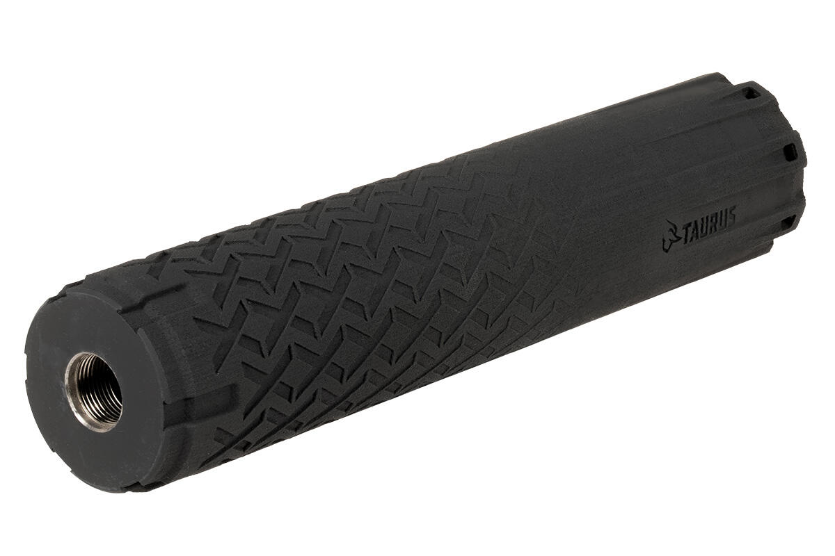 Taurus TTX9C titanium suppressor in black Cerakote with Taurus logo, Taurus product photo