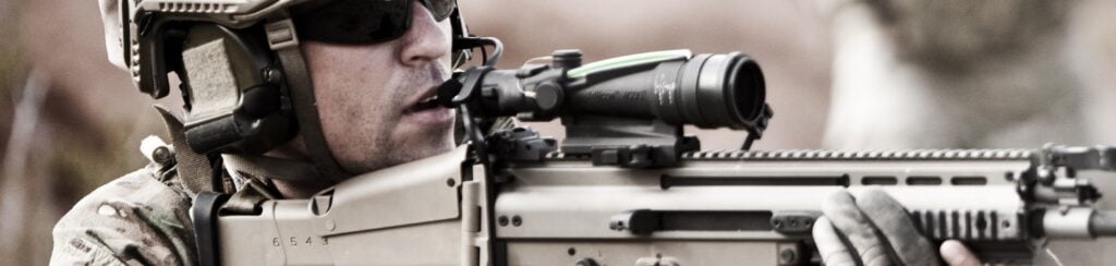 Trijicon ACOG 3.5x35 with green fiber optic on an FN SCAR rifle