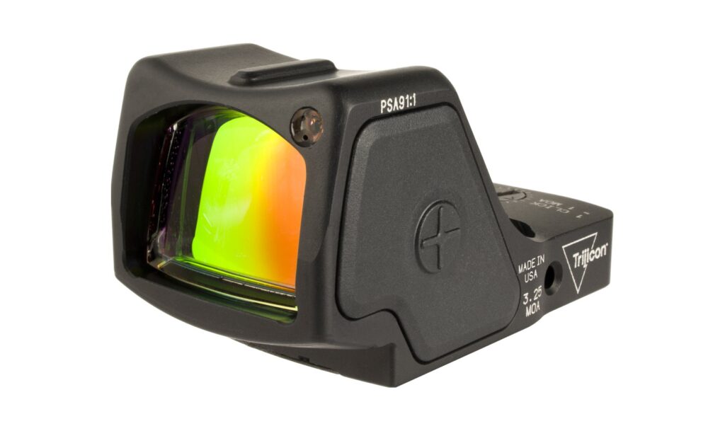 Trijicon RMR HD red dot sight with its larger window and forward-facing light sensor