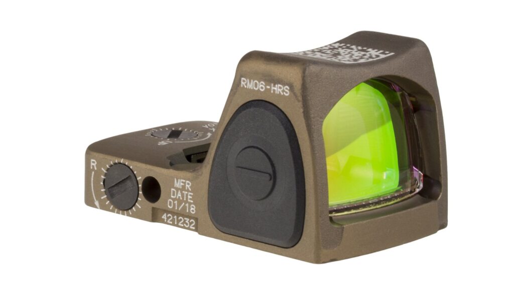 Trijicon RMR RM06-HRS in coyote brown, the version made for the SOCOM Handgun Reflex Sight program