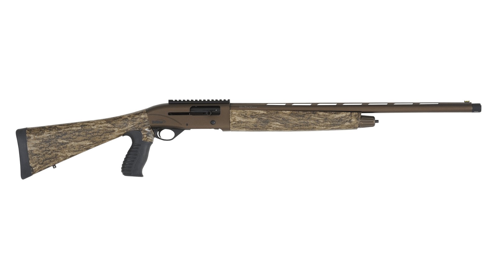 TriStar Viper G2 Turkey 12 gauge semi-automatic shotgun with burnt bronze receiver, camo stock and pistol grip
