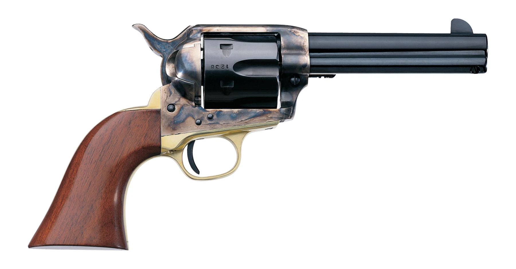 Uberti 1873 Cattleman Brass model 356400 with brass backstrap and trigger guard and a case-hardened frame