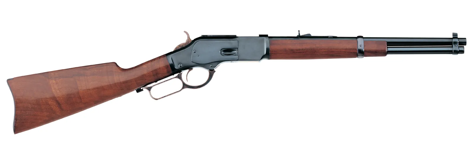 Uberti 1873 Trapper 342435 in .357 Magnum with a blued steel receiver and 16.125 inch round barrel, Uberti photo