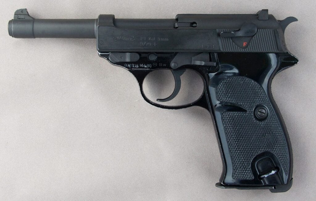 Walther P1 9mm pistol made in 1979, the postwar alloy-framed P38 used by the Bundeswehr