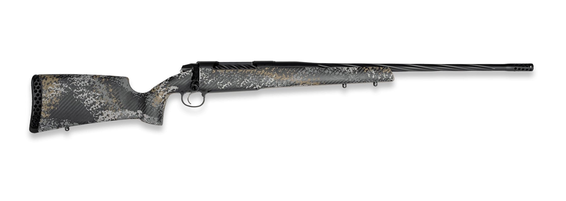 Weatherby Model 307 Alpine ST bolt-action rifle with carbon fiber stock, fluted barrel and muzzle brake
