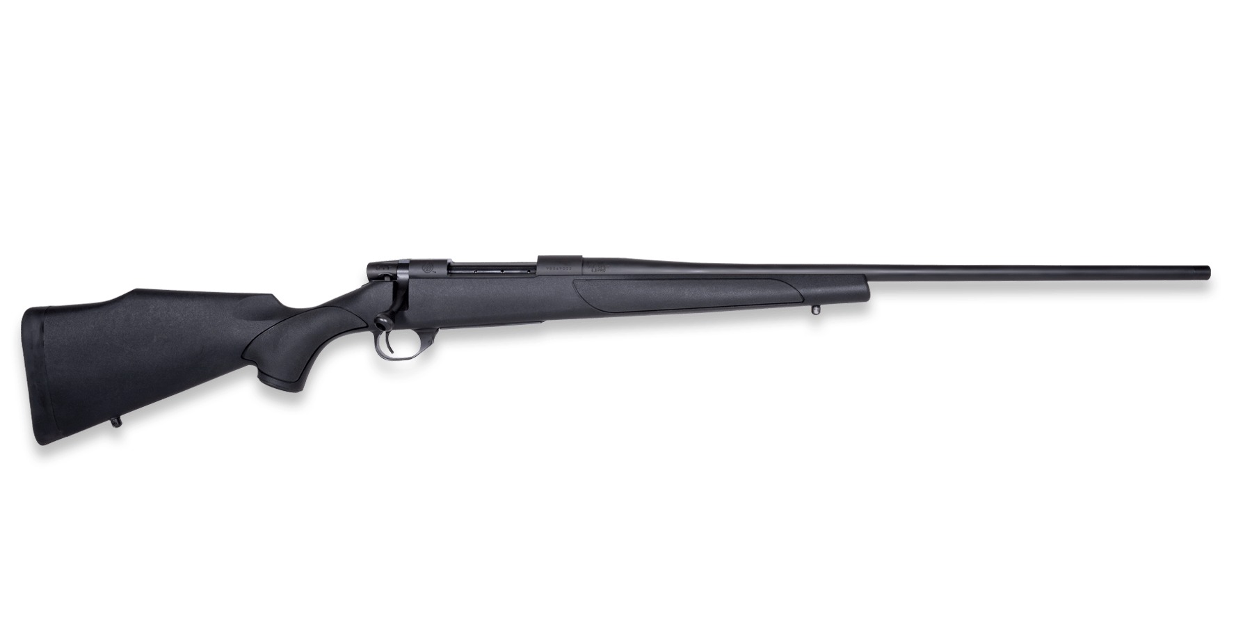Weatherby Vanguard Obsidian bolt-action rifle with black synthetic stock and black barreled action