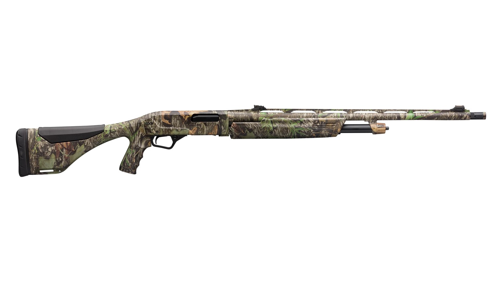 Winchester SXP Long Beard 12 gauge pump-action shotgun in Mossy Oak Obsession camo with pistol grip stock