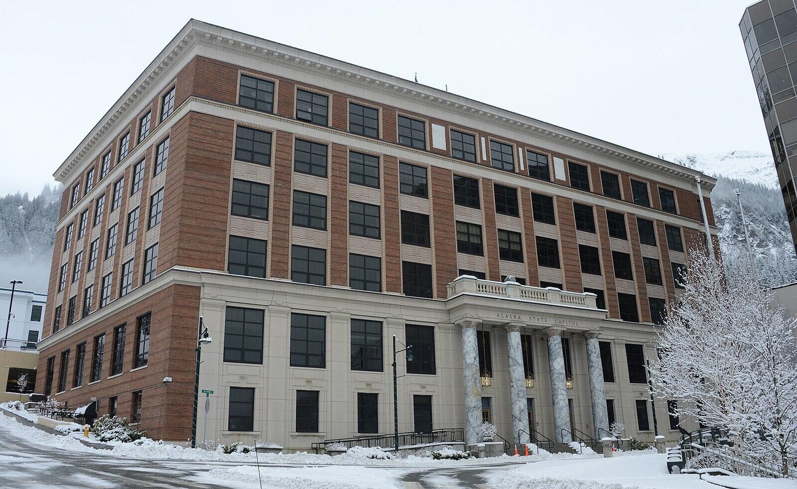 The Alaska State Capitol in Juneau in winter, where the Legislature will take up the suppressor law fix
