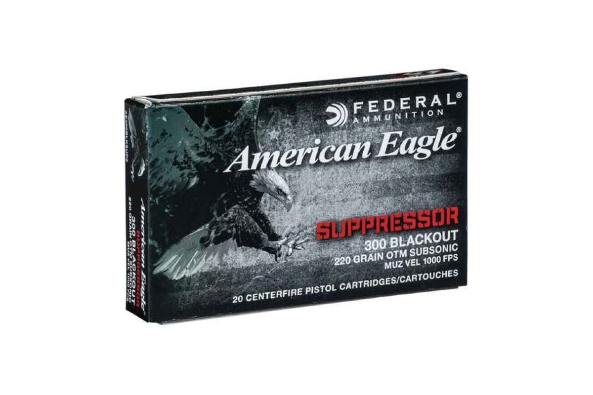 Federal American Eagle Suppressor 300 Blackout 220 grain OTM subsonic ammo box
