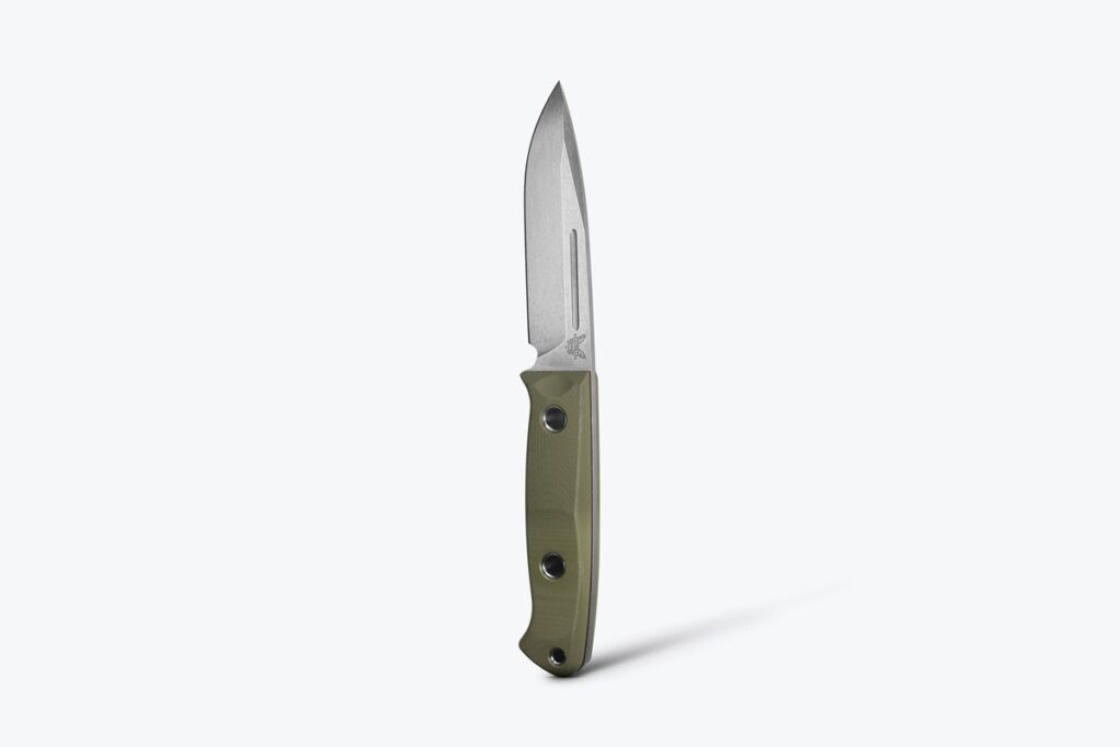 Benchmade 163-1 Bushcrafter fixed blade knife with OD green G10 handle
