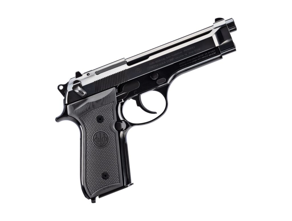 Beretta 92SB Repro with polished blued slide and rounded trigger guard, side view