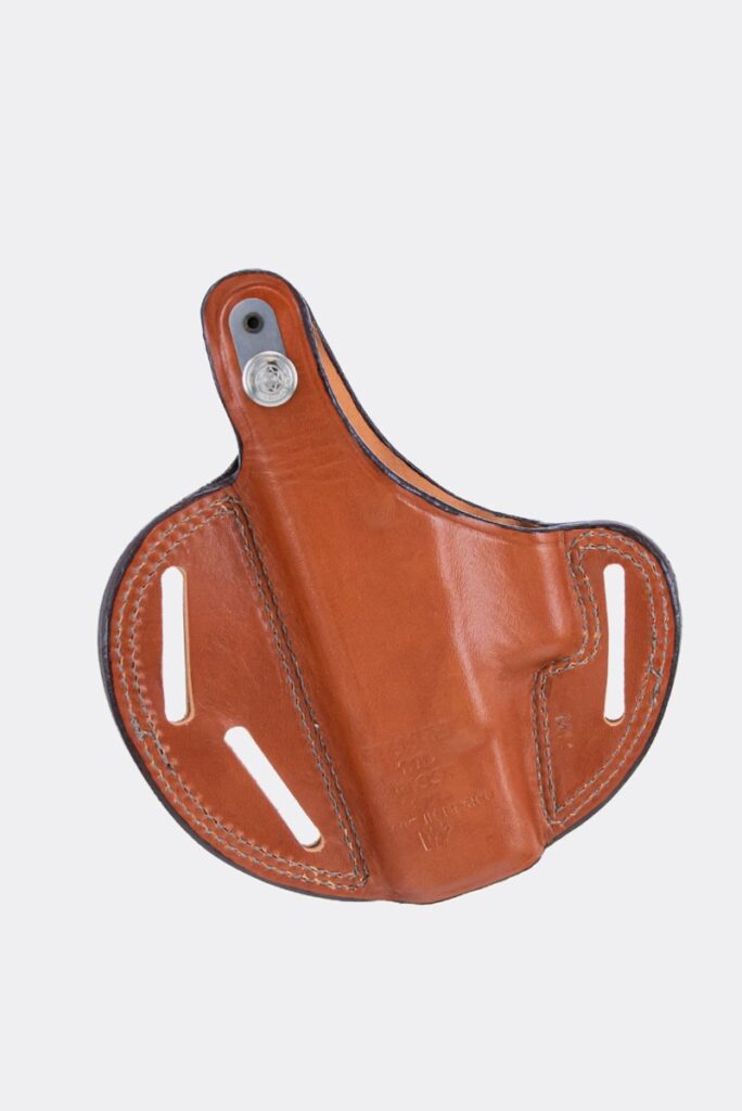 Bianchi Model 7 Shadow II tan leather pancake holster with thumb snap