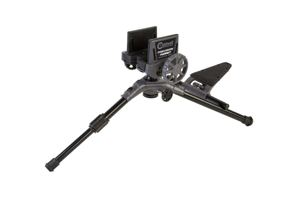 Caldwell Precision Turret shooting rest with forend clamp and pistol grip support
