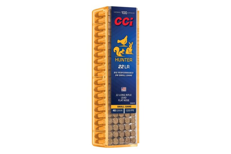 CCI Hunter Series .22 LR 100-pack in blaze orange plastic, 40 grain lead flat nose, 1235 fps, part 3R40LFN