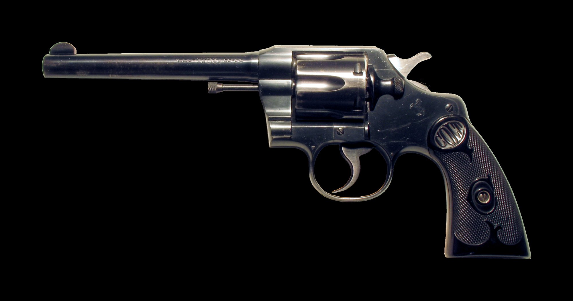 Colt Official Police double-action revolver in .32-20 with a six-inch barrel, made in 1927