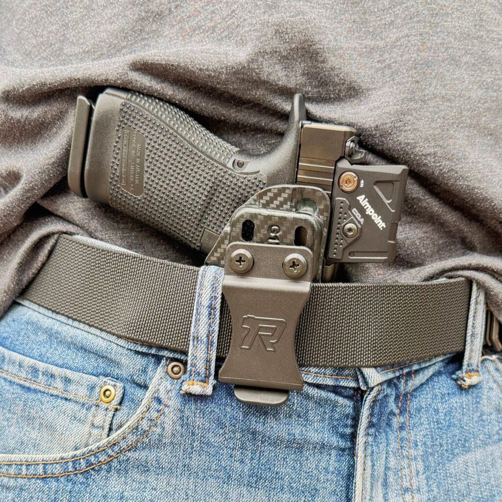 Concealment Express DRUID 2.0 holster worn inside the waistband with a Glock and red dot