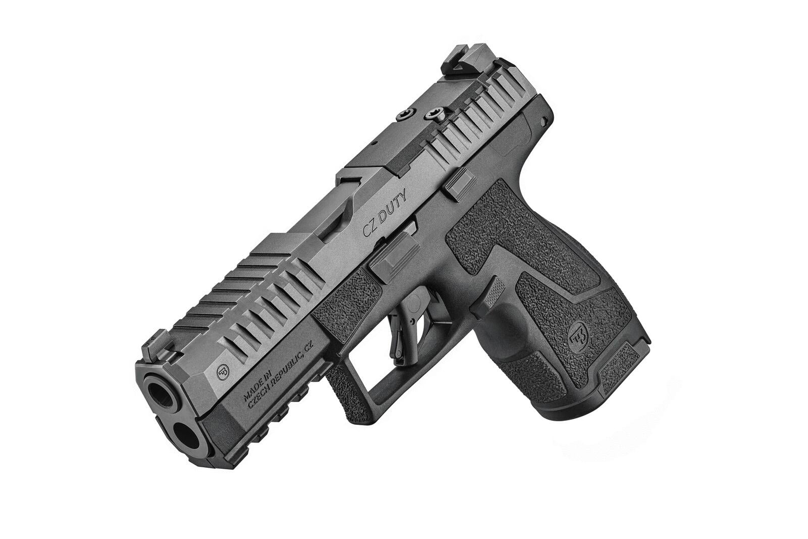 CZ DUTY compact 9mm pistol in black, slide marked CZ DUTY with optics cut, CZ product image