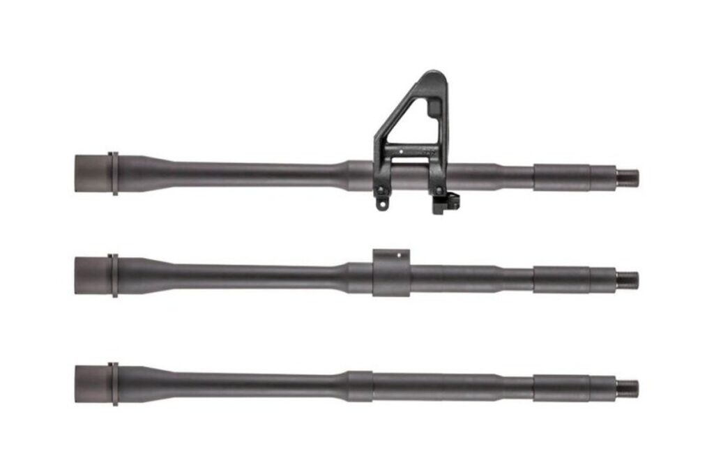 Daniel Defense 14.5 inch M4 profile barrels shown with front sight base, low-profile gas block and bare