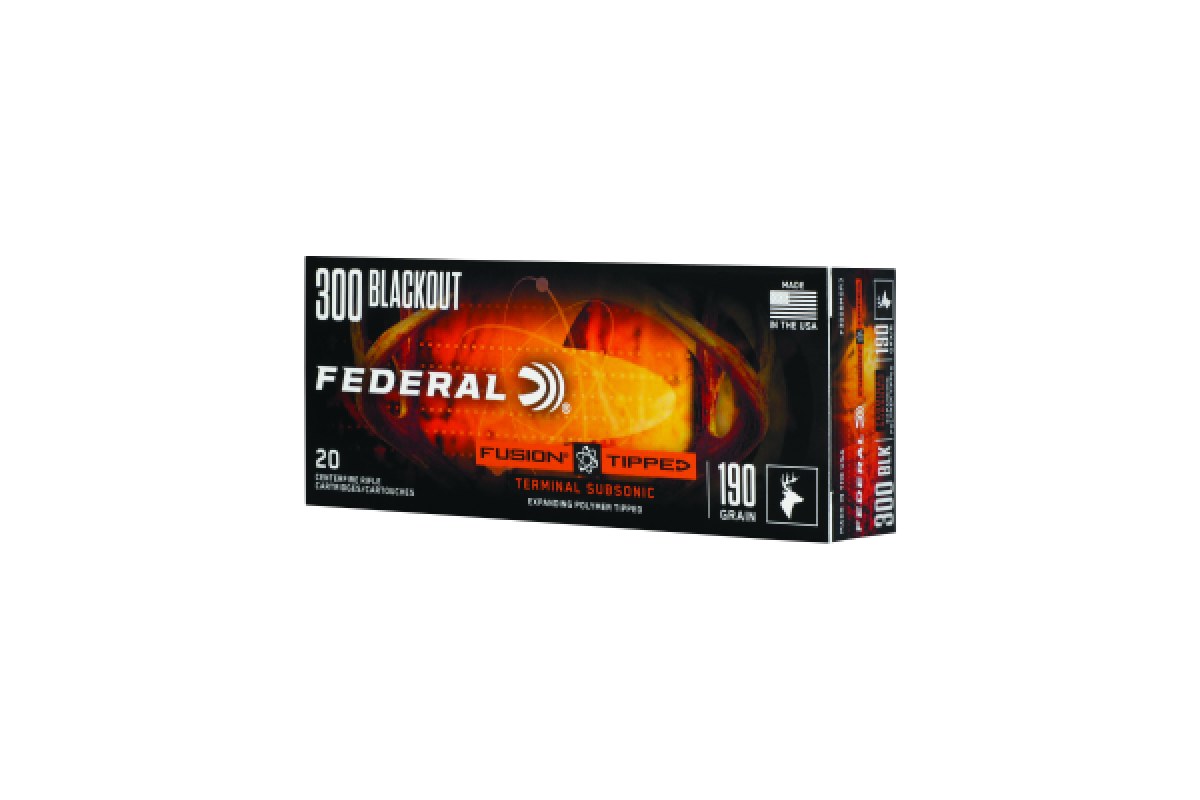 Federal Fusion Tipped Terminal Subsonic 300 Blackout 190 grain ammo box
