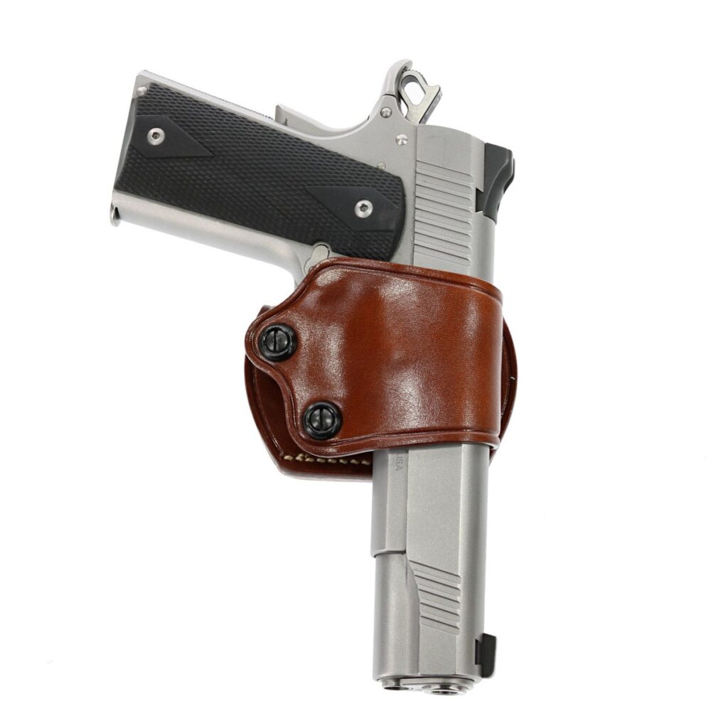 Galco Yaqui Slide leather belt slide holster in tan with a 1911