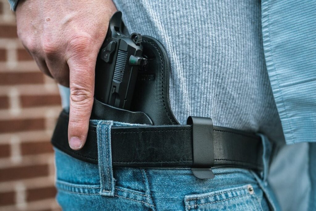 Hidden Hybrid Holsters OWB holster worn on a belt at the hip