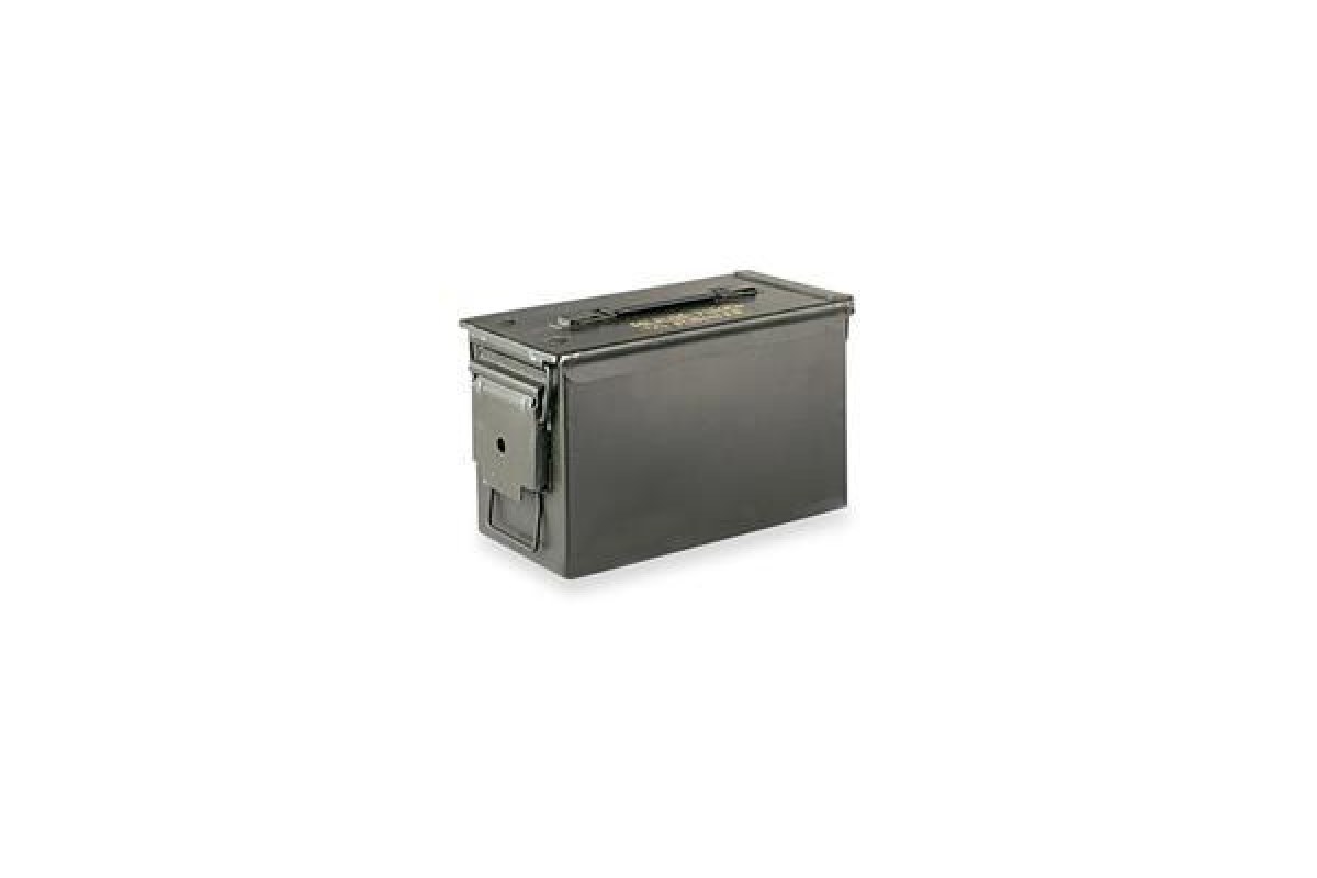 Olive drab M2A1 .50 caliber steel military ammo can