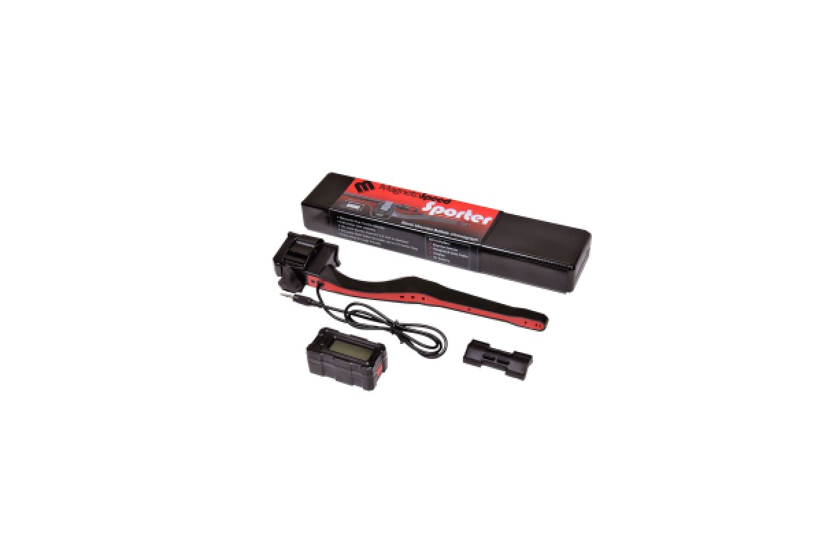 MagnetoSpeed Sporter barrel-mounted chronograph kit with sensor bayonet, display and case