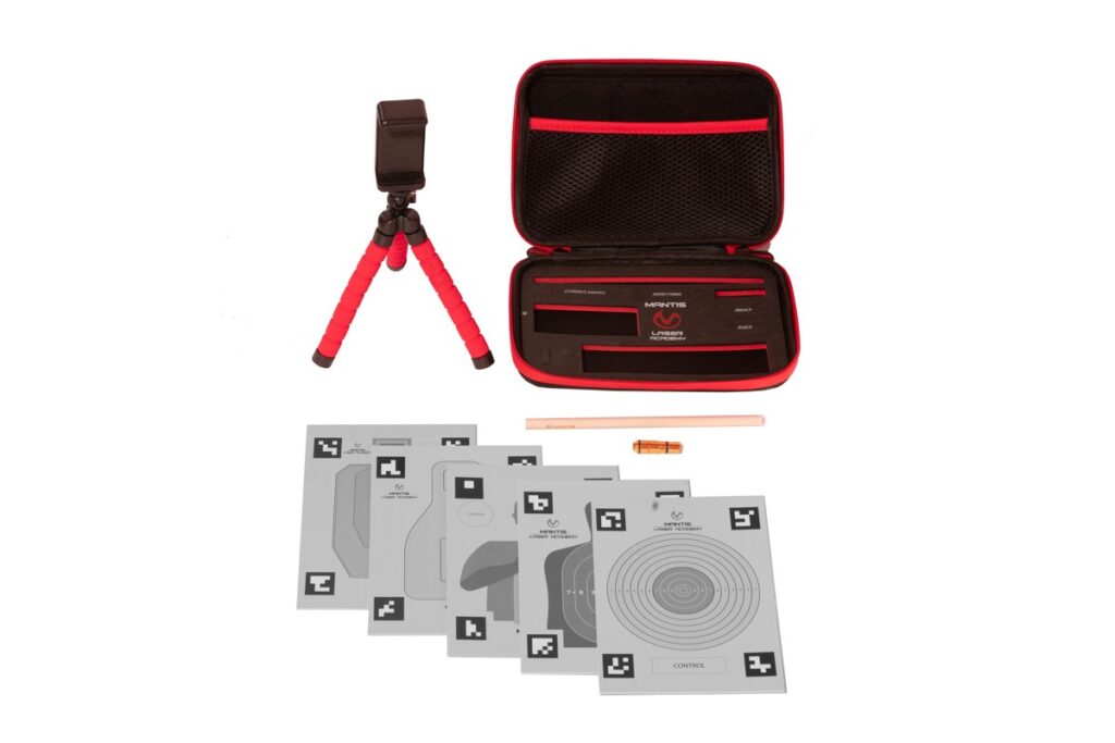 Mantis Laser Academy kit with case, phone tripod, laser cartridge and Smart Targets